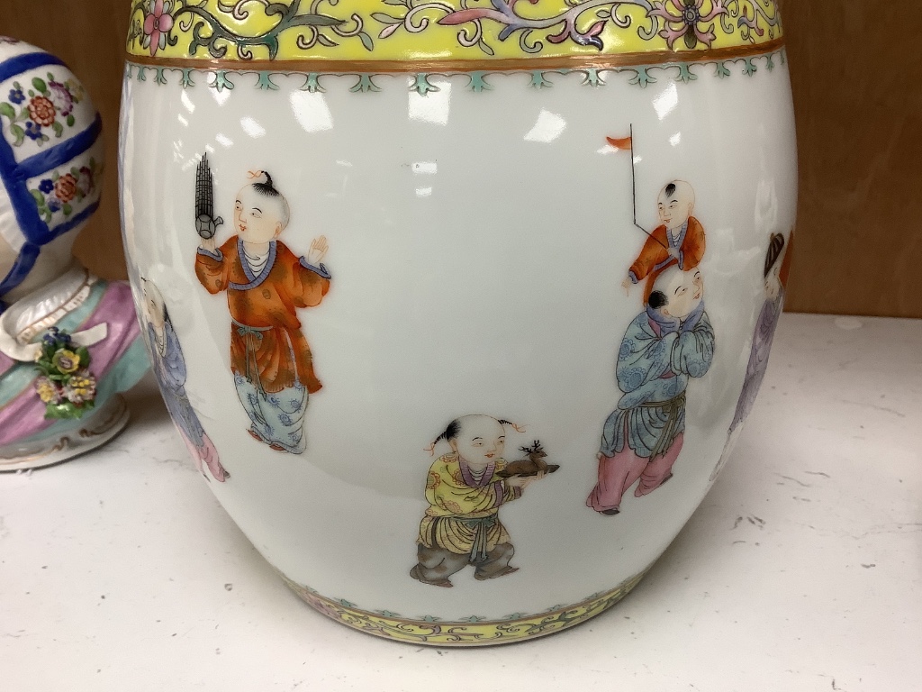 A Chinese famille rose 'Boys' jar, 16cm high